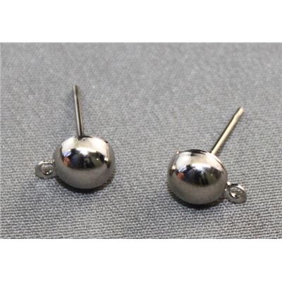 Earrings  Dome Stud (per pair) Nickel 6mm ea