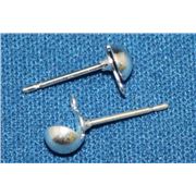 Earrings   Dome Stud (per pair) Silver 4mm ea