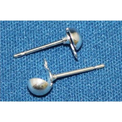 Earrings   Dome Stud (per pair) Silver 4mm ea