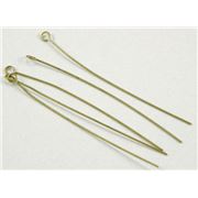 Eye Pins  Extra Fine Antique Brass 50mm ea