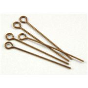 Eye Pins  Extra Fine Antique Copper 25mm ea