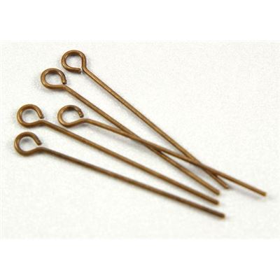 Eye Pins  Extra Fine Antique Copper 25mm ea