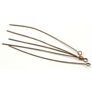 Eye Pins  Extra Fine Antique Copper 50mm ea