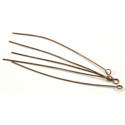 Eye Pins  Extra Fine Antique Copper 50mm ea