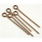 Eye Pins  Thick Antique Copper 25mm ea
