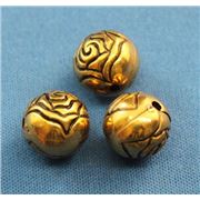 Filler Bead  Rose Antique Gold 12mm ea