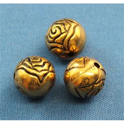 Filler Bead  Rose Antique Gold 12mm ea