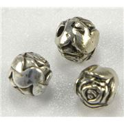 Filler Bead  Rose Antique Silver 6mm ea