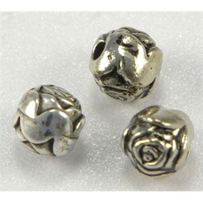 Filler Bead  Rose Antique Silver 6mm ea