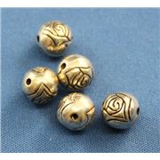 Filler Bead  Rose Antique Silver 10mm ea