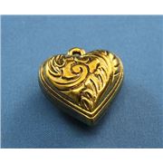Pendant Metalised Plastic Heart Antique Gold 30mm ea