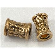 Filler Beads Flower Barrel Antique Gold  ea