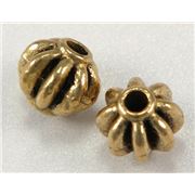 Filler Beads Large Corrugated Barrel Antique Gold 9mm ea