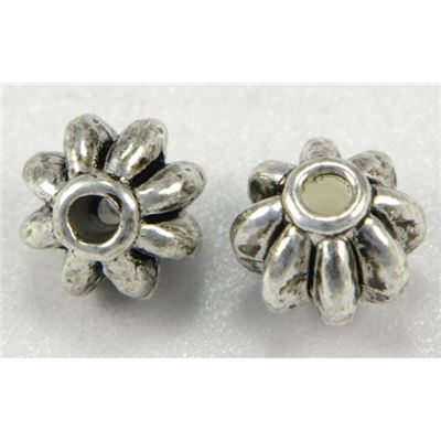Filler Beads Large Corrugated Barrel Antique Silver 9mm ea