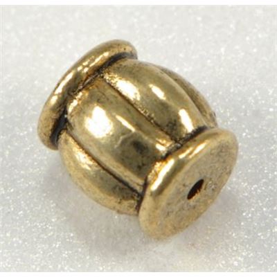 Filler Beads Small Corrugated Barrel Antique Gold  ea