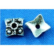 Bead Cap Square Antique Silver  9mm ea