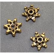 Filler Bead Star Shaped Bead Cap Antique Gold  ea