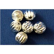 Filler Beads  Corrugated Silver 6mm ea