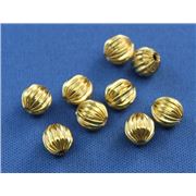 Filler Beads  Corrugated Gold 6mm ea