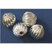 Filler Beads  Corrugated Silver 8mm ea