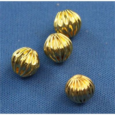 Filler Beads  Corrugated Gold 8mm ea