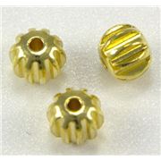 Filler Beads  Corrugated Barrel Gold 6mm ea