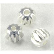 Filler Beads  Corrugated Barrel Silver 6mm ea