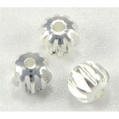 Filler Beads  Corrugated Barrel Silver 6mm ea
