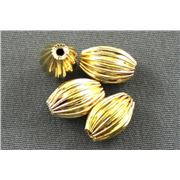 Filler Beads  Corrugated Oval Flute Gold 6mm ea