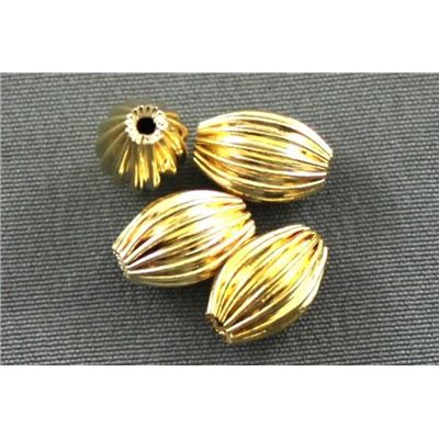 Filler Beads  Corrugated Oval Flute Gold 6mm ea