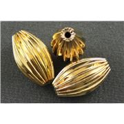 Filler Beads  Corrugated Oval Flute Gold 7mm ea