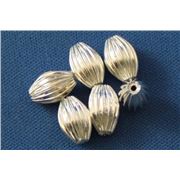 Filler Beads  Corrugated Oval Flute Silver 6mm ea