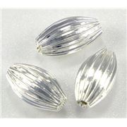 Filler Beads  Corrugated Oval Flute Silver 7mm ea