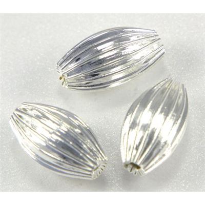 Filler Beads  Corrugated Oval Flute Silver 7mm ea