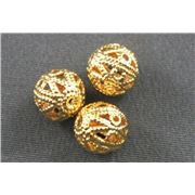 Filler Bead  Filligree Round Gold 8mm ea