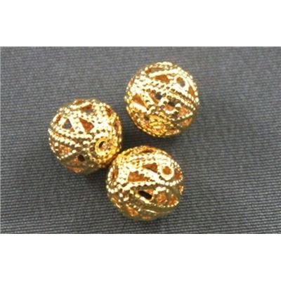 Filler Bead  Filligree Round Gold 8mm ea