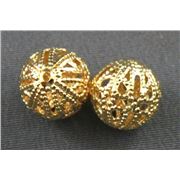 Filler Bead  Filligree Round Gold 10mm ea