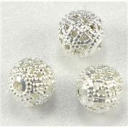 Filler Bead  Filligree Round Silver 6mm ea