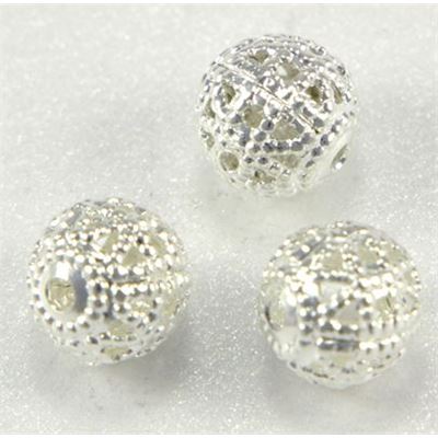 Filler Bead  Filligree Round Silver 6mm ea