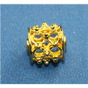 Filler Bead Decorative Tube Gold 13x14mm ea