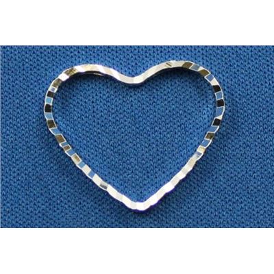 Quick Links Heart Diamond Cut Silver 20x22.5mm ea