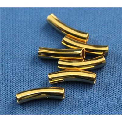 Metal Tube  Curved Gold 14x3.2mm ea