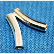 Metal Tube  Curved Silver 14x3.2mm ea