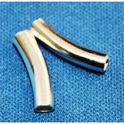 Metal Tube  Curved Silver 14x3.2mm ea