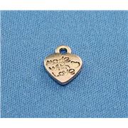 Charm Heart - Made with love- Lead Free & Nickel Free Antique Silver 10mm ea