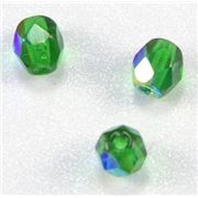 Firepolished Crystal Emerald AB 4mm ea