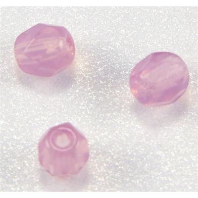 Firepolished Crystal Milky Pink Opaque 4mm ea