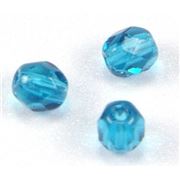 Firepolished Crystal Teal Transparent 4mm ea