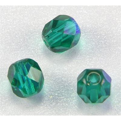 Firepolished Crystal Emerald AB 6mm ea