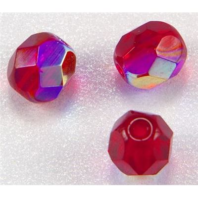 Firepolished Crystal Siam AB 6mm ea